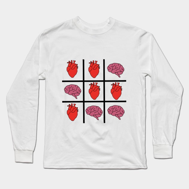 Heart vs Brain Tic Tac Toe Long Sleeve T-Shirt by MoreThanADrop